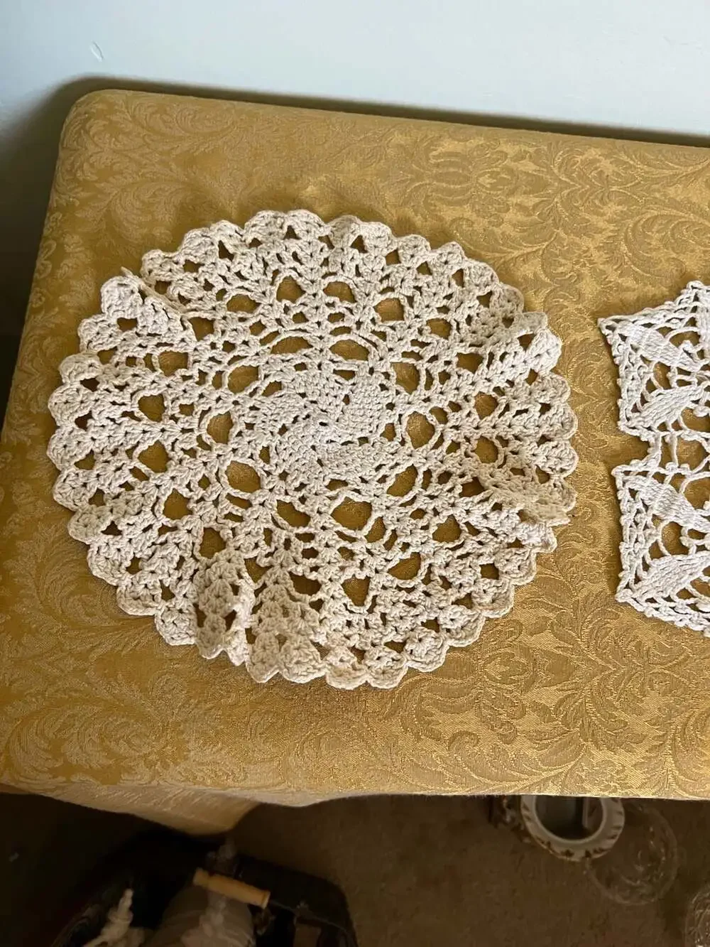Vintage Handmade Crochet Lace Round Doily Table Mat